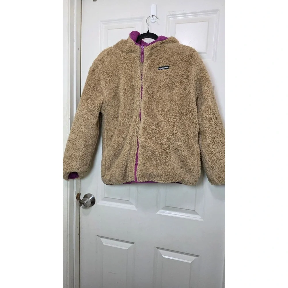 Eddie Bauer Kids Reversible Hooded‎ Jacket L (14/16) Purple & Blue Sherpa Lining